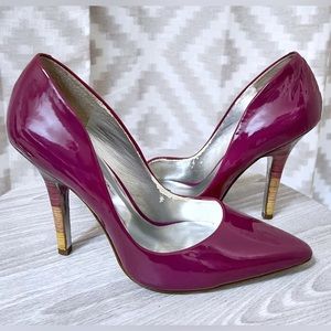 Jessica Simpson purple patent pumps with ombre heels, Size 8